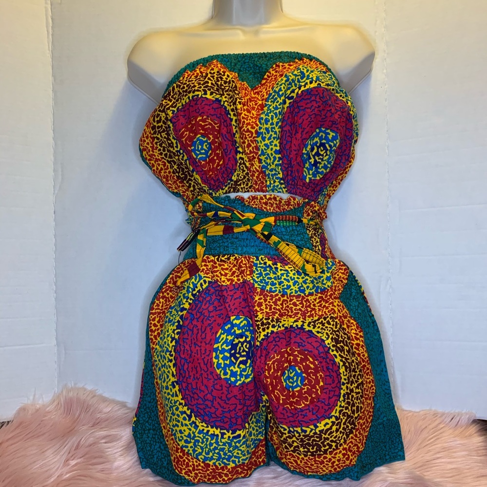 MultiColor Print Bandeau and Short Set